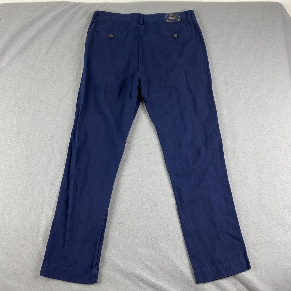 Polo Ralph Lauren Pants Mens 32x30 Navy Bedford Classic Fit Linen Blend $140 NEW
